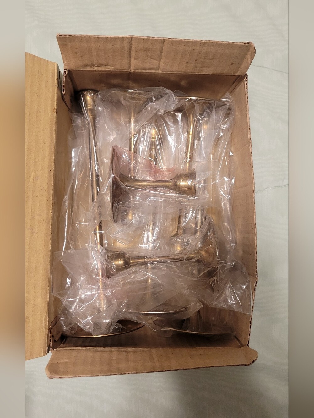 Seven Piece Brass Candlestick Set - Solid Brass - Picture 4 of 4